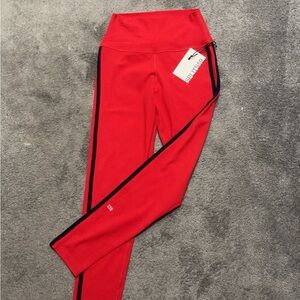 SPLITS59 Red and Navy striped leggings, size Medium! Brand new with tags!!